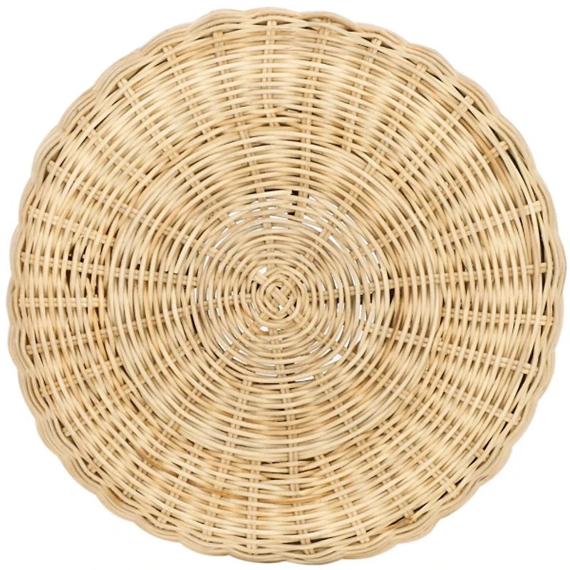 Natural Rattan Woven Coastal Accent Table