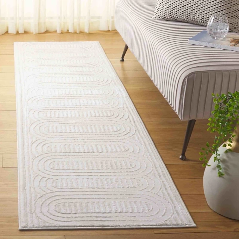 Ivory Lunetta Contemporary Runner, 2x8