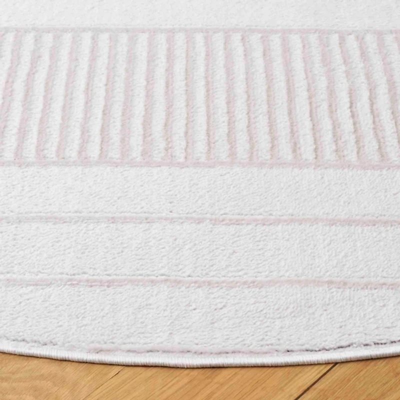 Ivory Lunetta Contemporary Round Area Rug, 6x6