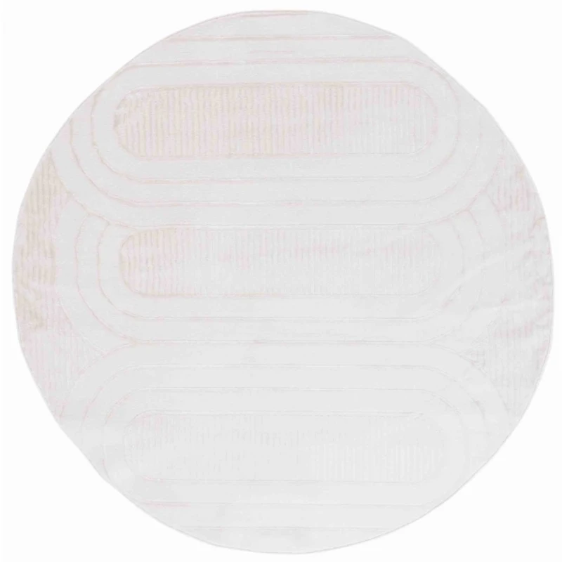 Ivory Lunetta Contemporary Round Area Rug, 6x6