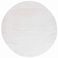 Ivory Lunetta Contemporary Round Area Rug, 6x6