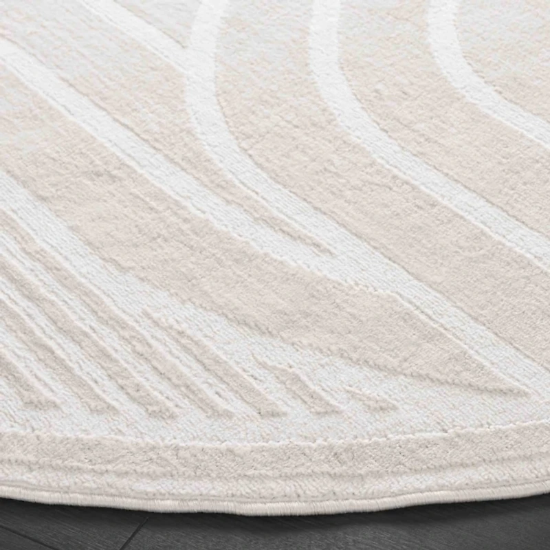 Ivory Onne Contemporary Round Area Rug, 6x6