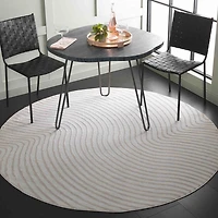 Ivory Mirlinda Contemporary Round Area Rug, 4x4