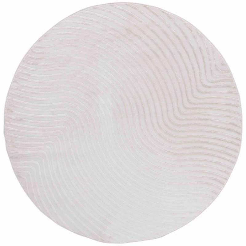 Ivory Mirlinda Contemporary Round Area Rug, 4x4