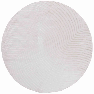 Ivory Mirlinda Contemporary Round Area Rug, 4x4