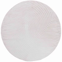 Ivory Mirlinda Contemporary Round Area Rug, 4x4