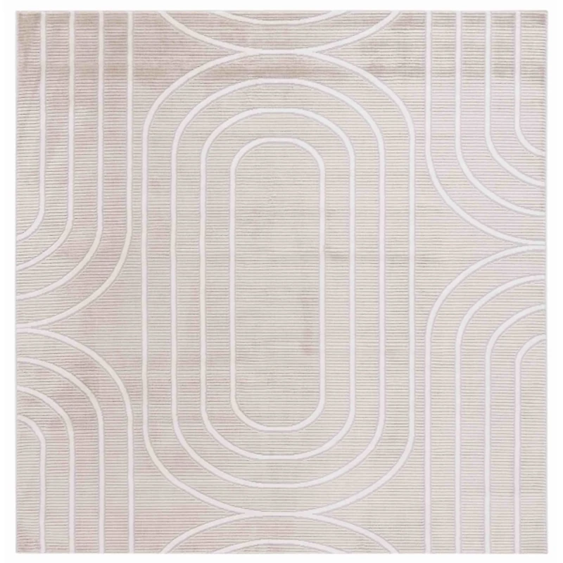 Beige Elselore Contemporary Square Area Rug, 6x6