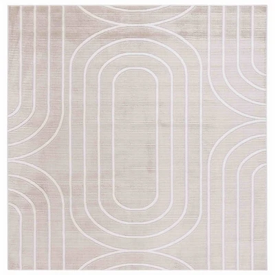 Beige Elselore Contemporary Square Area Rug, 6x6