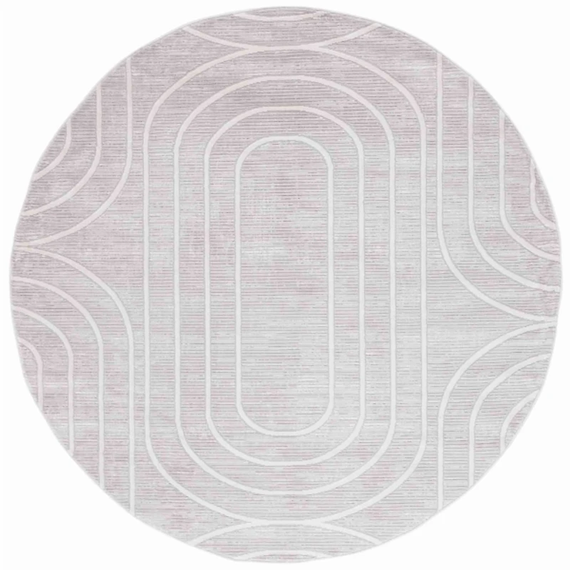 Gray Elselore Contemporary Round Area Rug, 6x6