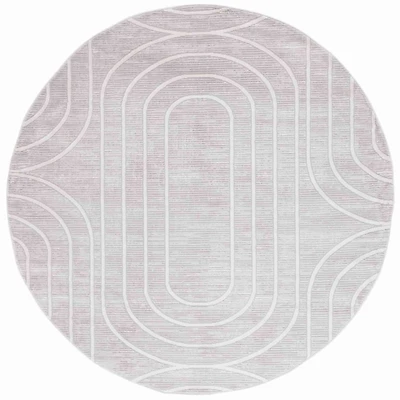 Gray Elselore Contemporary Round Area Rug, 6x6