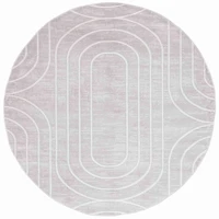 Gray Elselore Contemporary Round Area Rug, 6x6