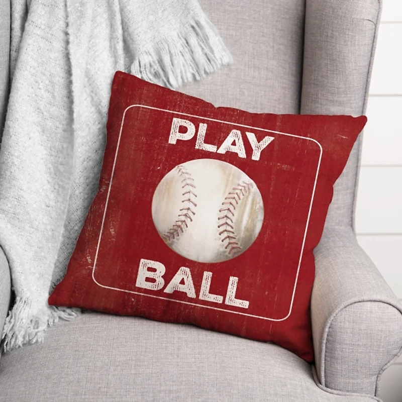 Red Play Baseball Pillow