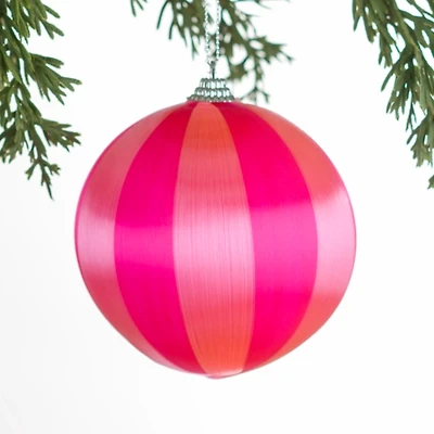 Pink Circus Stripes Ball Ornament, 4 in.