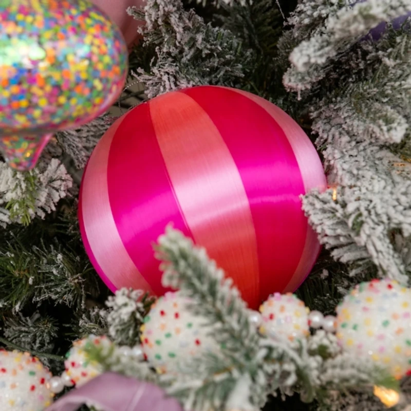 Pink Circus Stripes Ball Ornament, 6 in.