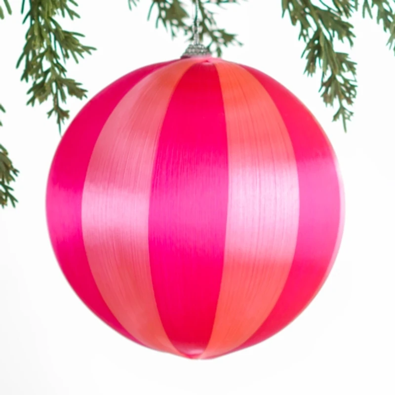 Pink Circus Stripes Ball Ornament, 6 in.