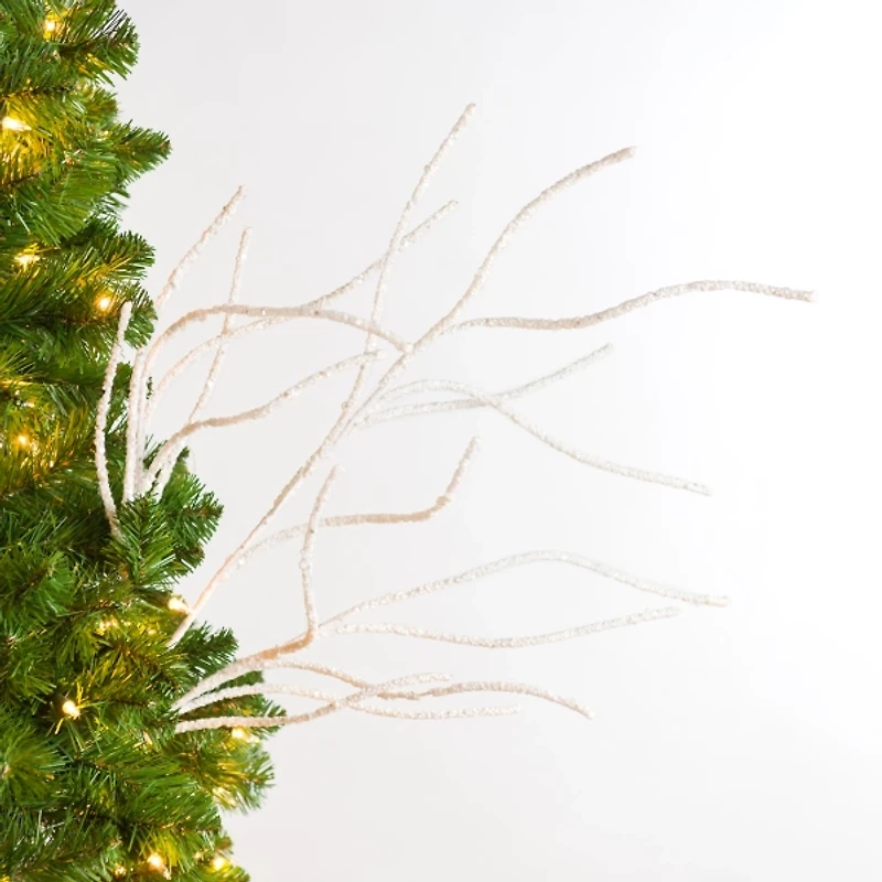 White Glitter Curly Coral Tree Pick