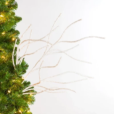 White Glitter Curly Coral Tree Pick