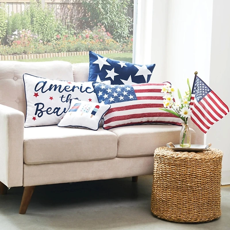 America the Beautiful Embroidered Pillow