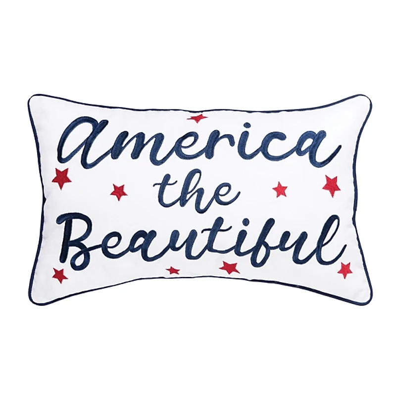 America the Beautiful Embroidered Pillow