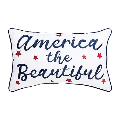 America the Beautiful Embroidered Pillow