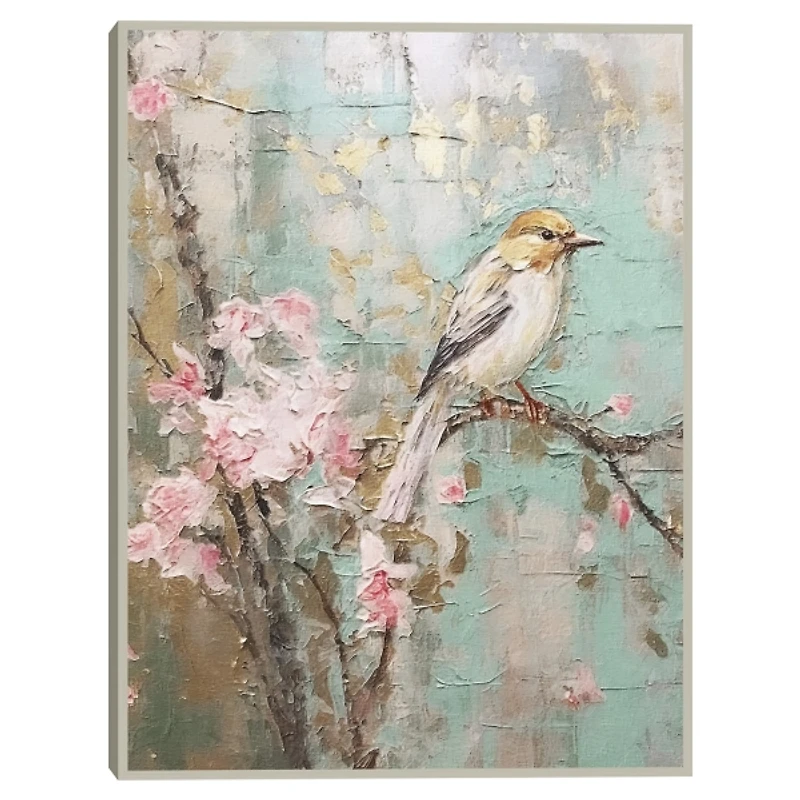 Cherry Blossom Bird Framed Canvas Art Print, 19x25