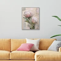 Pink Floral Collage Framed Canvas Art Print