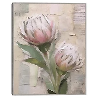 Pink Floral Collage Framed Canvas Art Print