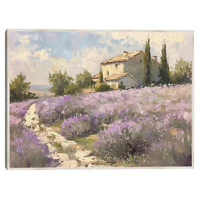 Mauve Cottage Framed Canvas Art Print