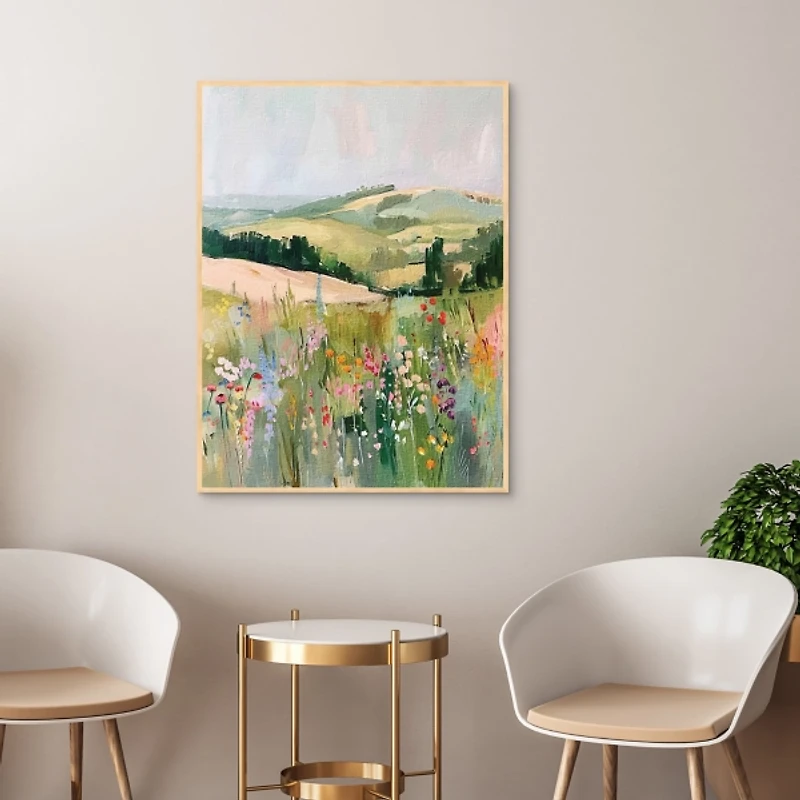 Pastel Landscape Framed Canvas Art Print