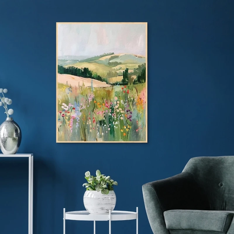 Pastel Landscape Framed Canvas Art Print