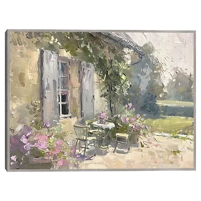 Cottage Patio Framed Canvas Art Print