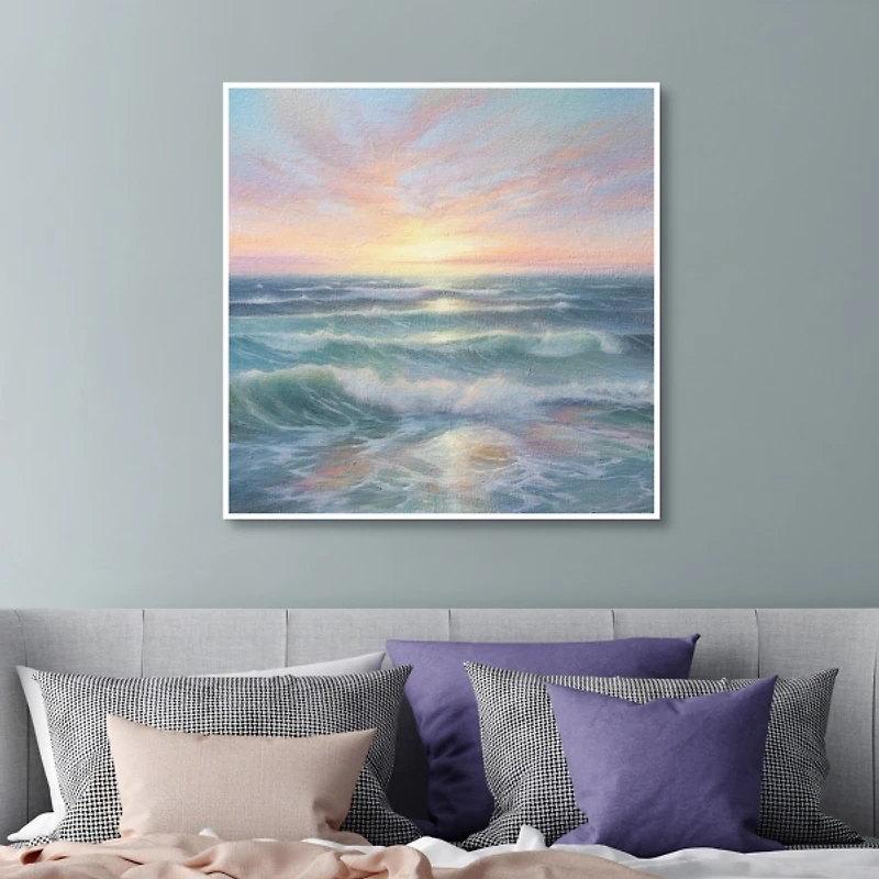 Ocean Waves Sunrise I Framed Canvas Art Print