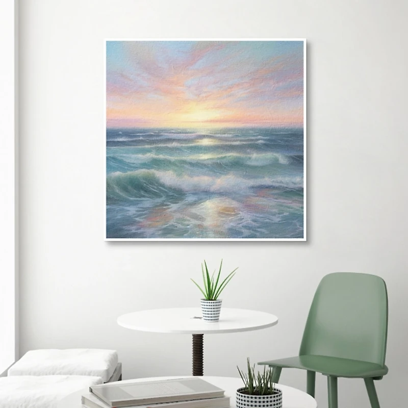 Ocean Waves Sunrise I Framed Canvas Art Print