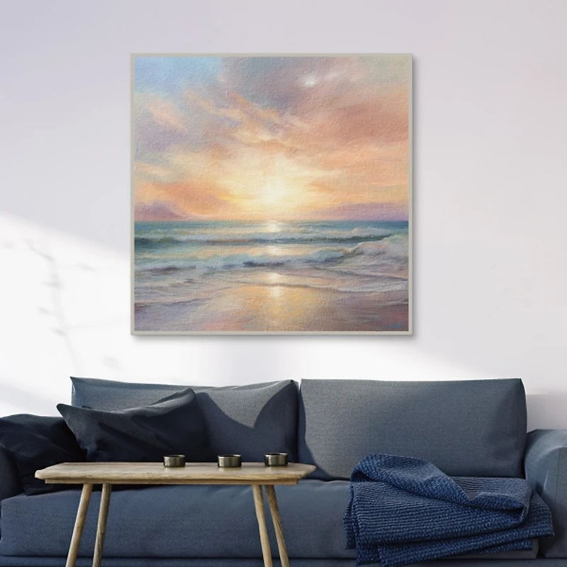 Ocean Waves Sunrise II Framed Canvas Art Print