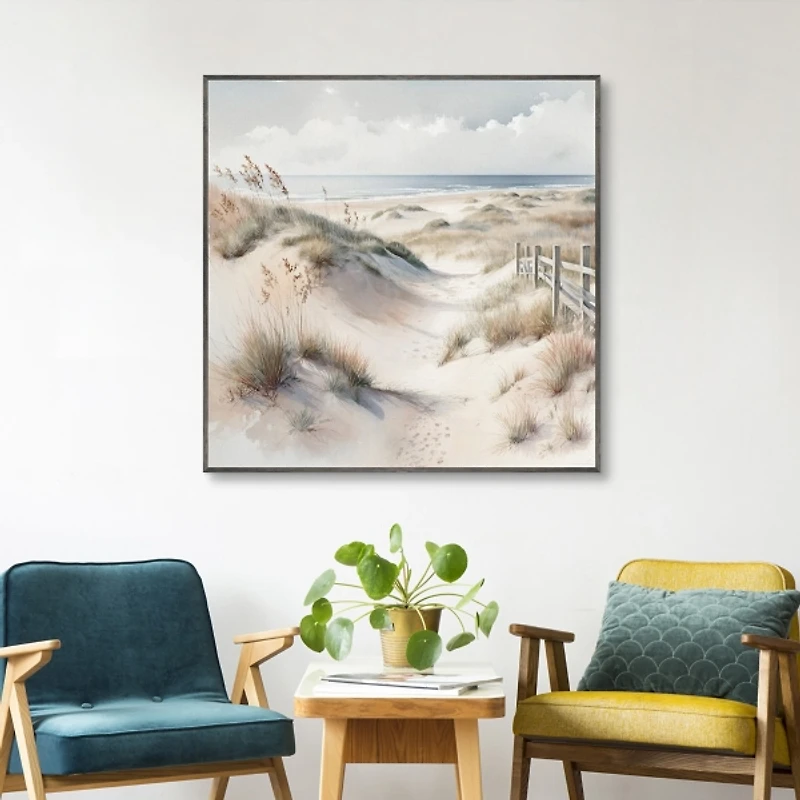 Soft Coastal Dunes Framed Canvas Art Print