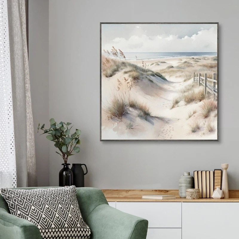 Soft Coastal Dunes Framed Canvas Art Print