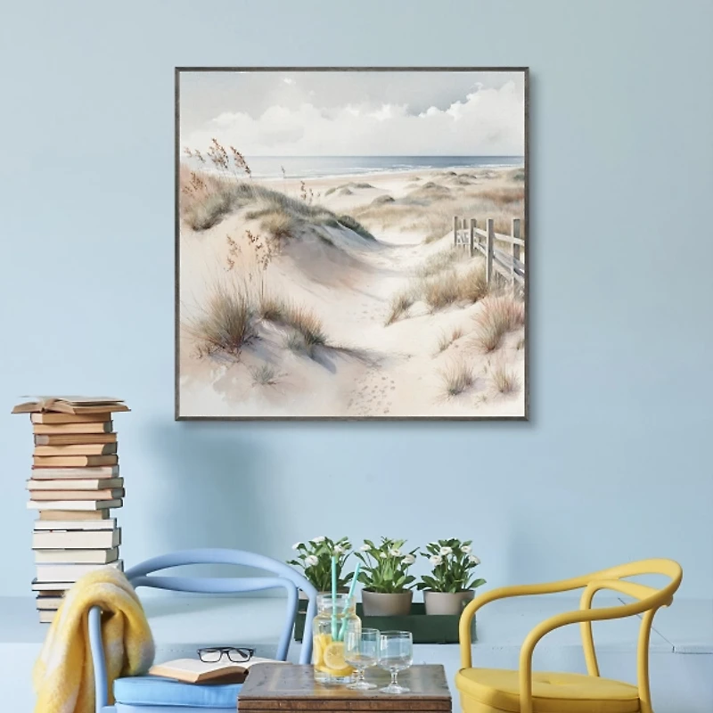Soft Coastal Dunes Framed Canvas Art Print