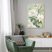 White Blossoms Framed Canvas Art Print