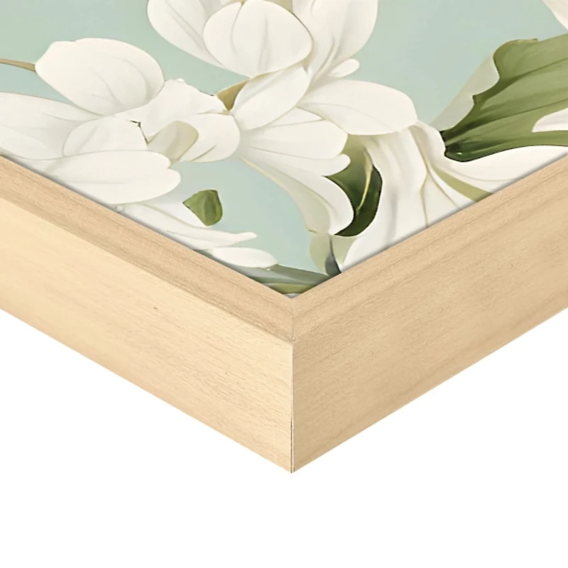 White Blossoms Framed Canvas Art Print