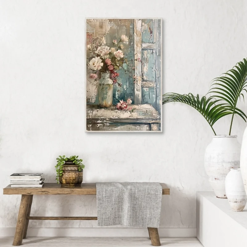 Distressed Bouquet Framed Canvas Art Print