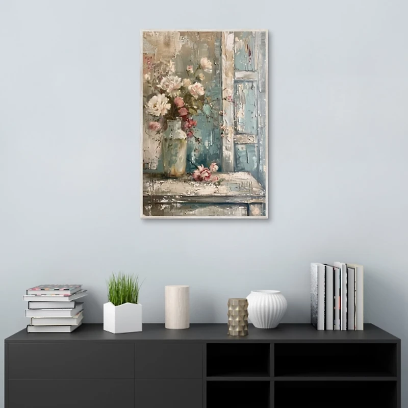 Distressed Bouquet Framed Canvas Art Print