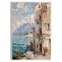 Peaceful Seaside Framed Canvas Art Print