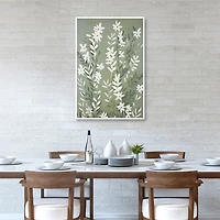 Green Spring Florals Framed Canvas Art Print