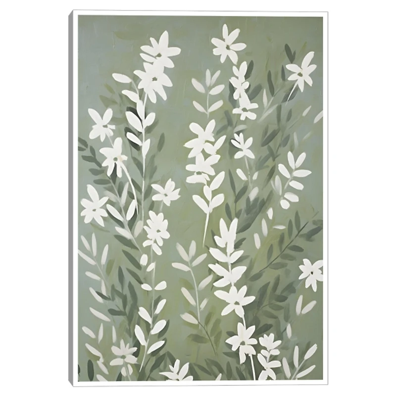 Green Spring Florals Framed Canvas Art Print