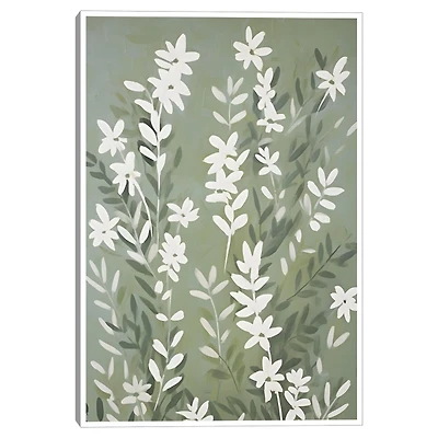 Green Spring Florals Framed Canvas Art Print