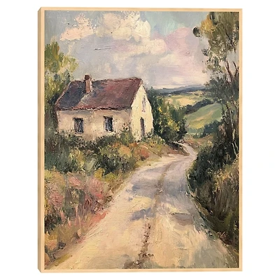 Cottage Road Framed Canvas Art Print