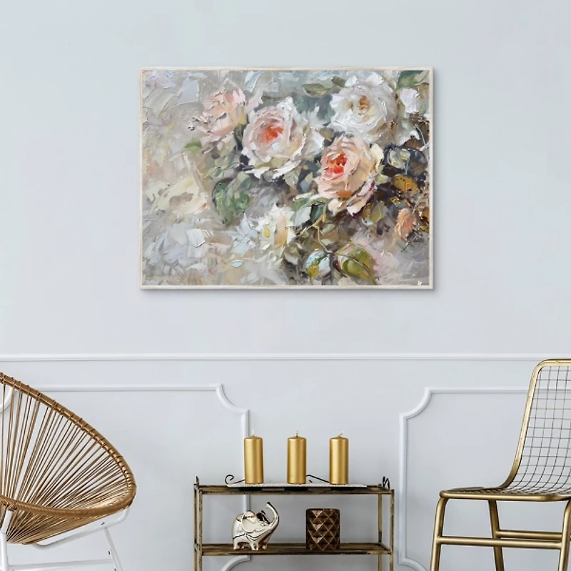 Painted Roses Framed Canvas Art Print