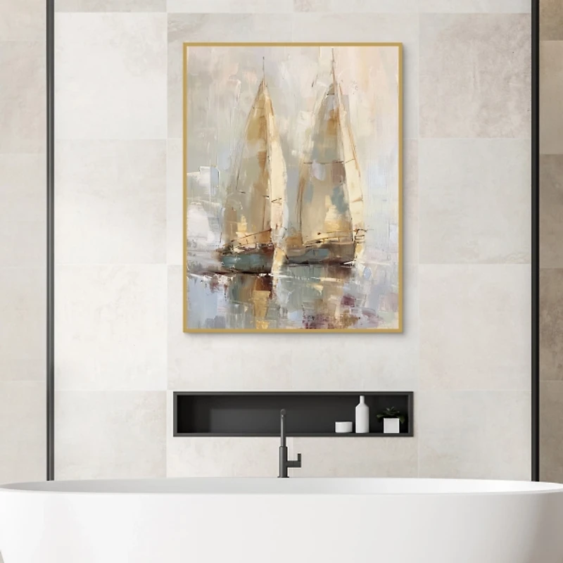 Twin Sails Framed Canvas Art Print