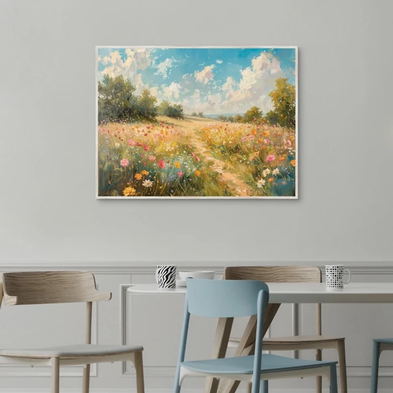 Sunshine Meadow Framed Canvas Art Print