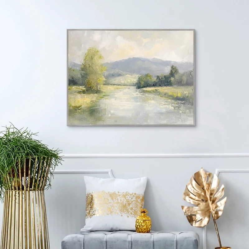 Textured River Framed Canvas Art Print